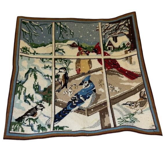 Candamar Something Special NEEDLEPOINT WINTER BIRD FEEDER 14" x 14" - 30497 - Picture 1 of 5